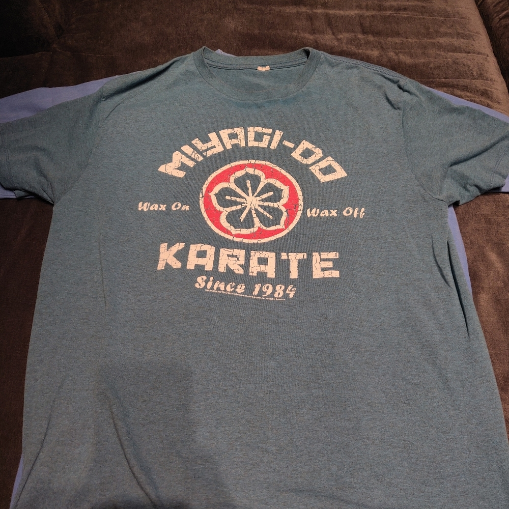 Blue 'Karate Kid' T shirt Large L unique